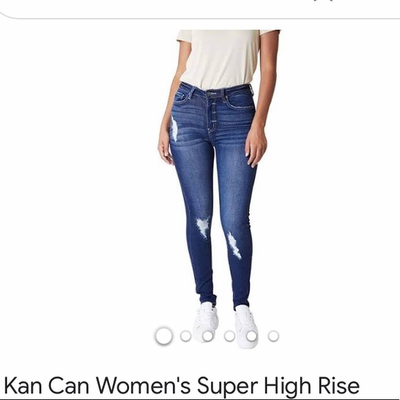 KanCan Denim - KanCan Curvy Super high rise distressed skinny jeans jegging women dark wash